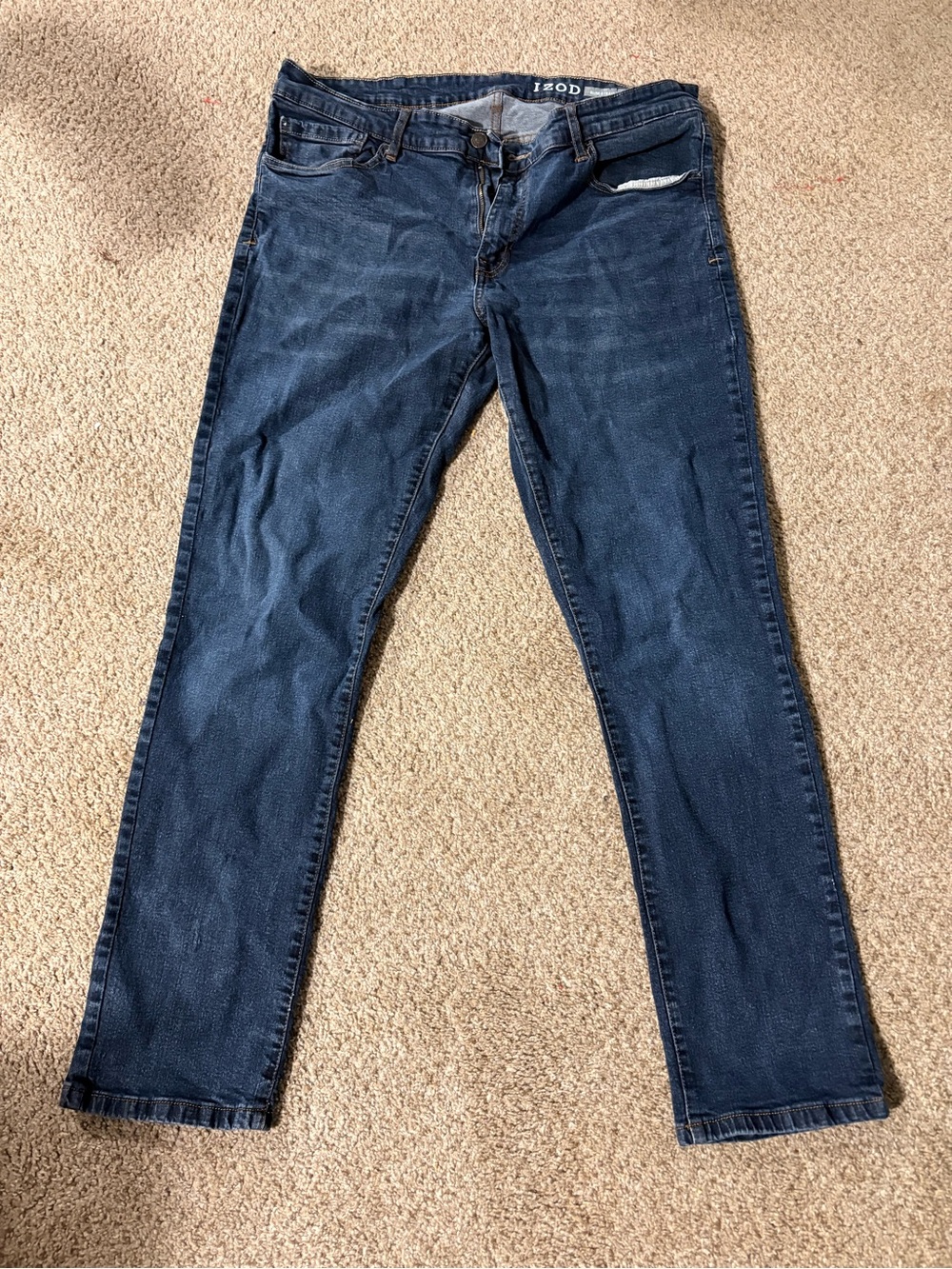 Izod Men’s Slim Straight Jeans in Dark Blue Wash